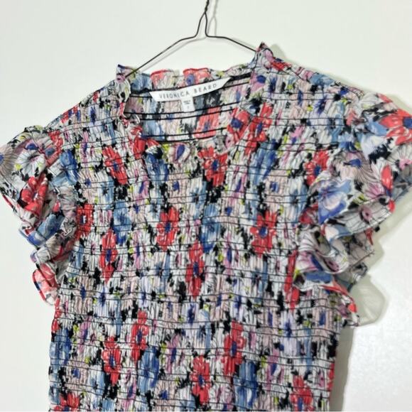 Veronica Beard Cici Floral Smocked Fit-And-Flare Mini Dress Size 2 EUC - Picture 5 of 8